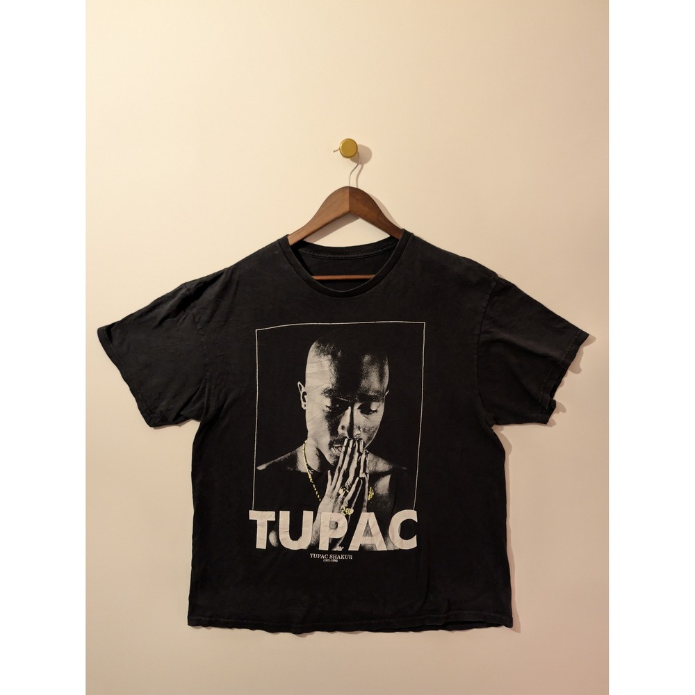 Tupac Shakur Graphic T-Shirt Mens XL Black Excellent 71 Back Print Rap Tee